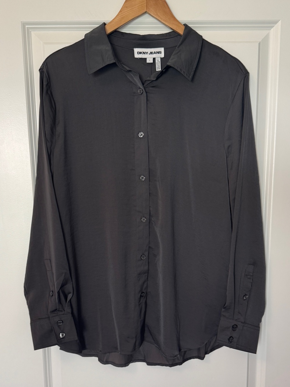 NWT Dkny Jeans Women’s Charcoal Button-Down Dress Shirt